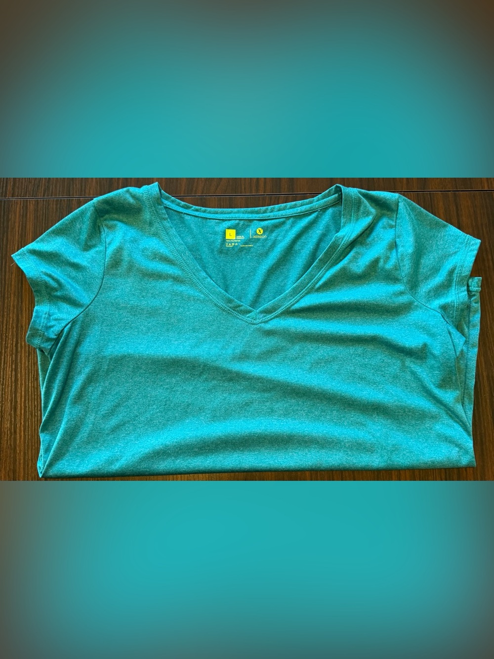 Large Xersion Teal V-Neck Athletic t-Shirt